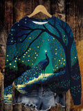 Forest Peacock Printed Long Sleeve Top