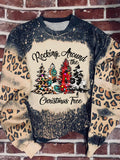 Rocking Around The Christmas Tree Leopard Print Long Sleeve Top