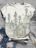 Rustic Cabin Forest Crew Neck T-Shirt