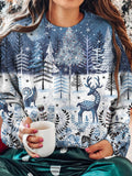 Winter Fox And Reindeer Long Sleeve Top
