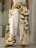 Retro Floral Print Casual Pants