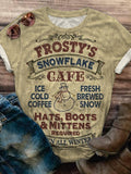 Vitange Snowman Print Crew Neck T-shirt