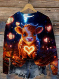 Heart Highland Cow Baby Long Sleeve Top