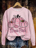 Wear Pink Pumpkin Print Crew Neck Top