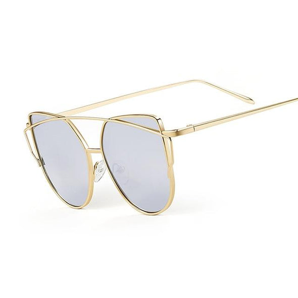 Designer Mirror Flat Vintage Metal Reflective Sunglasses
