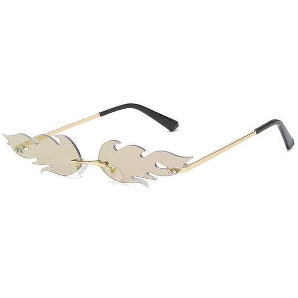 Rimless Wave Sun Glasses Fire Flame Sunglasses