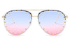 Ladies Metal Rivet Pilot Sunglasses