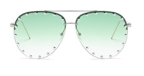 Ladies Metal Rivet Pilot Sunglasses