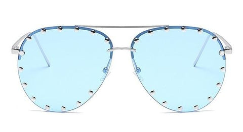 Ladies Metal Rivet Pilot Sunglasses