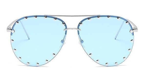Ladies Metal Rivet Pilot Sunglasses