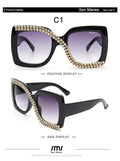Diamond Square Sunglasses Women 2021 Luxury Vintage Oversized Sunglasses Unique One Piece Rhinestone Glasses Shades gafas de sol