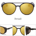 Men's Retro Round Polarized Steampunk Sunglasses