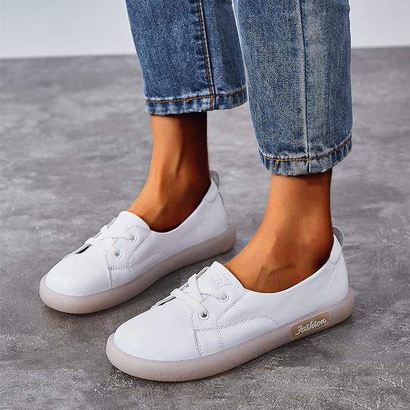 Sequins Star Design Casual Lace-Up Distressed White Sneakers