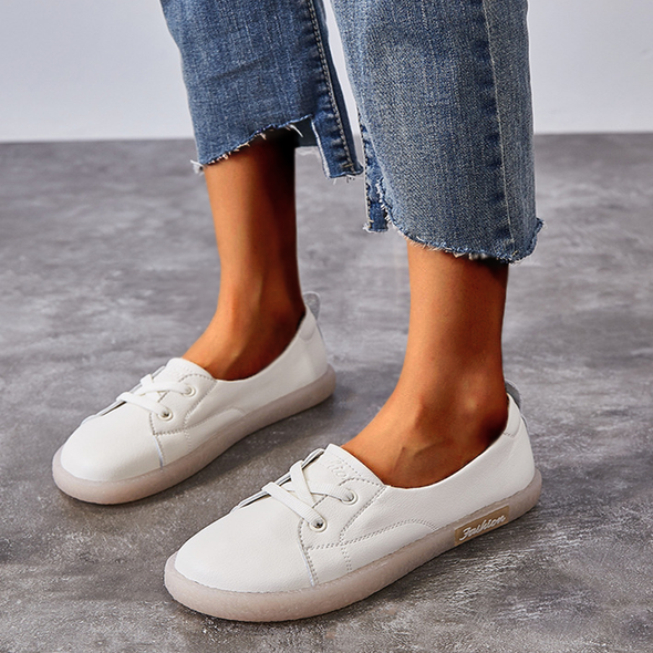 Sequins Star Design Casual Lace-Up Distressed White Sneakers