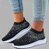 Nanccy Women's Crystal Breathable Orthopedic Slip-On Walking Shoes