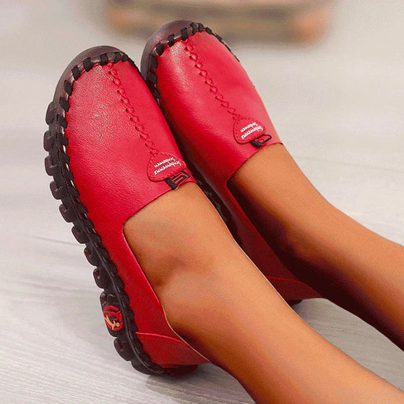 Hollowed Leather Wide Fit Driving Loafers Slip On