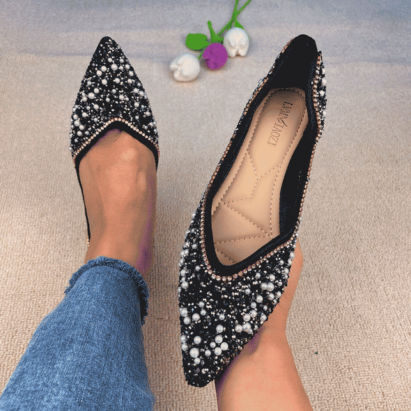 Zoloss Rhinestone Flat Bling Diamonds Bridal Shoes