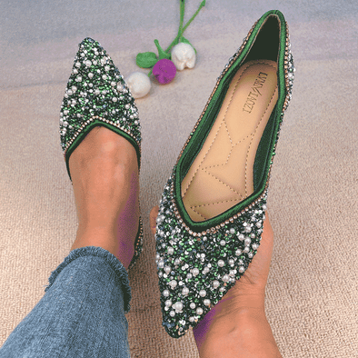 Zoloss Rhinestone Flat Bling Diamonds Bridal Shoes
