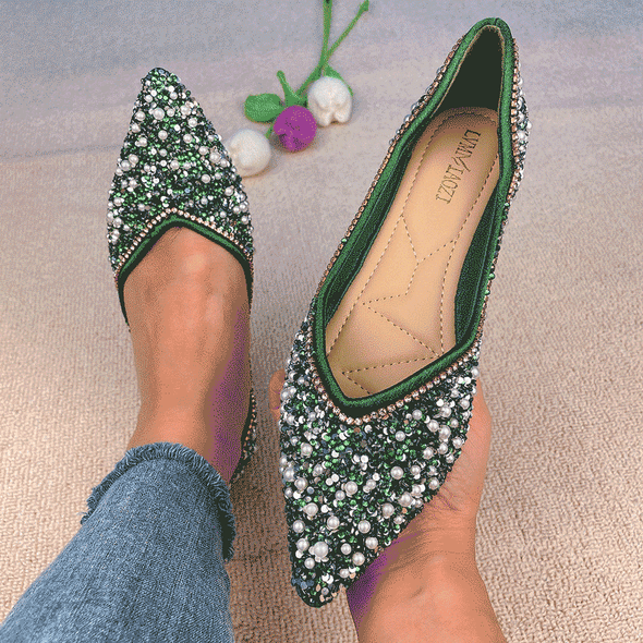 Zoloss Rhinestone Flat Bling Diamonds Bridal Shoes